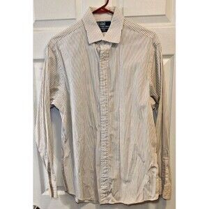 Polo Ralph Lauren Regent Classic Fit Button Up White Strip Shirt Mens 16.5 34/35